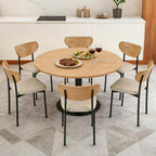 Beige Dining Chairs Set of 2, Upholstered Modern Kitchen Chairs Dining Room Chairs with Wood Curved Backrest & Metal Legs