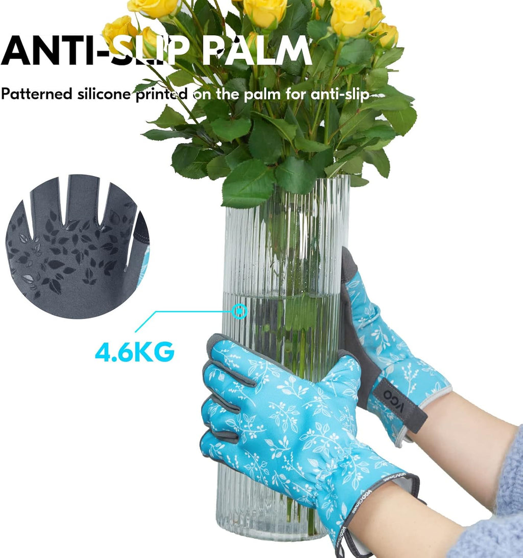 Vgo... Gardening Gloves for Women,Puncture-proof,Thornproof,Safety Work Gloves for Weeding,Digging,Touchscreen,Synthetic Leather(XS,Blue,SL7476)