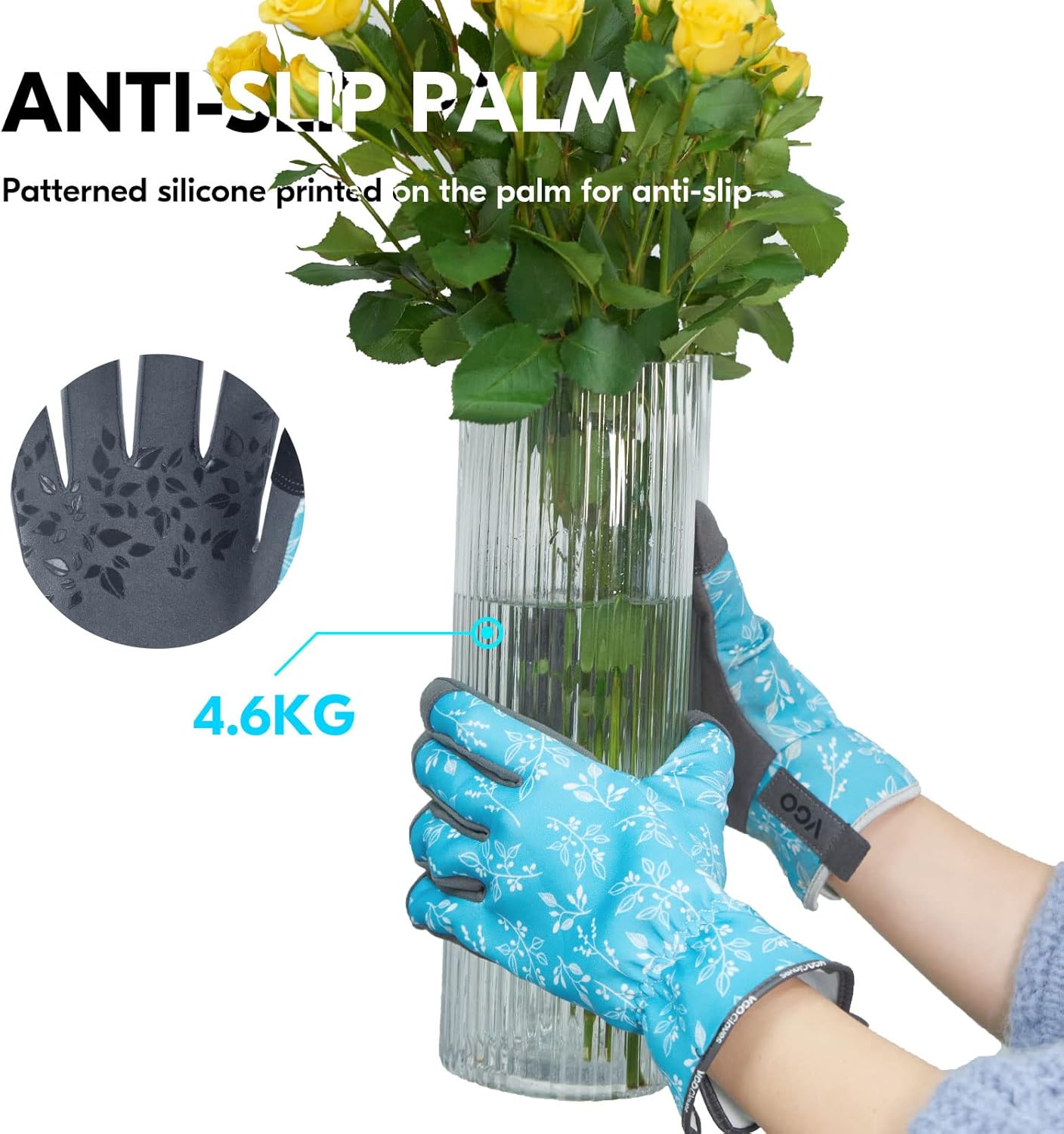 Vgo... Gardening Gloves for Women,Puncture-proof,Thornproof,Safety Work Gloves for Weeding,Digging,Touchscreen,Synthetic Leather(XS,Blue,SL7476)