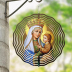 Crown Virgin Mary Wind Spinner, Metal Wind Spinners Outdoor Indoor, Religious Jesus Christ Garden Decor for Outside, Stainless Wind Spinners for Yard and Garden 10 inch 3D (25.76X25 CM)