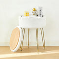 BRIAN & DANY Vanity Stool, Faux Fur Vanity Stool Chair with Storage, Round Makeup Chair Soft Padded Seat with Legs for Bedroom (White)