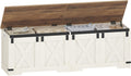 Hzuaneri 59" Farmhouse Storage Chest and Bench | 70 Gal | 330lb Seat | Soft-Close Hinges | Retro White | Shoe and Blanket Storage for Bedroom, Living Room, Entryway | Easy Assembly | SB15014X