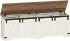 Hzuaneri 59" Farmhouse Storage Chest and Bench | 70 Gal | 330lb Seat | Soft-Close Hinges | Retro White | Shoe and Blanket Storage for Bedroom, Living Room, Entryway | Easy Assembly | SB15014X