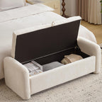 Oversized Ottoman Bench with Storage, Chenille Beige | Oversized Storage Bench，Ottoman Foot Rest