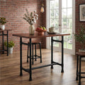 Industrial Pipe Small Dining Table for Two, 31.5" Compact Bar Table with Solid Wood Top & Thick Metal Legs, Stable Pub Table for Small Spaces, Home Bar, WFH Desk, 200+ lbs Capacity (Brown/Black)