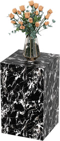 Modern Marble Side Table, 20" Small Square End Table for Living Room, Bedroom, Exhibition Hall, Suitable for Displaying Vases, Statues, Table Lamps, etc. (MAXCAP: 90 Lbs) Napoleon Black