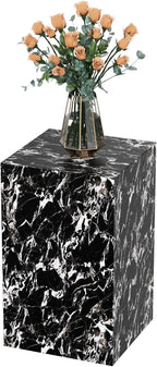 Modern Marble Side Table, 20" Small Square End Table for Living Room, Bedroom, Exhibition Hall, Suitable for Displaying Vases, Statues, Table Lamps, etc. (MAXCAP: 90 Lbs) Napoleon Black