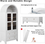 Merax 71'' Tall Arched Kitchen Pantry Cabinet, Farmhouse Kitchen Storage Cabinets with 2 Large Drawers and Adjustable Shelves, Versatile Cupboard for Kitchen, Dining Room, Bathroom,White