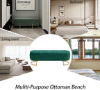 Velvet Storage Bench for Bedroom, Modern Tufted End of Bed Bench for King Size Bed, Upholstered Long Ottoman Bench with Gold Legs for Living Room/Entryway (Green, 55" W)