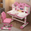 Kids Desk and Chair Set, Adjustable Height Kids Desk with Storage and Drawers Girls Desk Pink Writing Reading Drawing