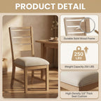 COLAMY Modern Dining Chairs Set of 2, Breathable Fabric Kitchen Chairs with High-Resilience Cotton Padding, Ergonomic Solid Wood Legs Accent Seating for Living Room 250LBS,Oak Natural
