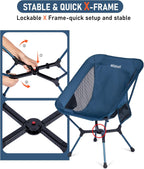 WildCall Lightweight Folding Camping Chair Quick Setup Frame Beach Chair Compact Backpacking Chair with Anti-Sink Feet