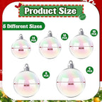 50 PCS Christmas Iridescent Ornaments,Clear Plastic Bubbles Hanging Filled Ornaments,Christmas DIY Hanging Rainbow Ball 5 Different Sizes for Xmas Tree Wedding Party Birthday Home Decorations