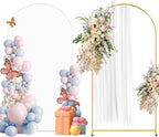 Metal Arch Backdrop Stand and Cover Set, 6.6FT White Reusable Spandex Fitted Backdrop Cover and Gold Wedding Arch Frame for Baby Shower, Birthday, Parties Decoration.