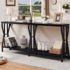 HOMISSUE Sofa Console Table, 70.9" Extra Long Sofa Table with 2-Tier Storage, Industrial Narrow Console Tables Behind Couch, Hallway Table for Entryway, Living Room, Black