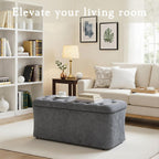 ONBRILL Storage Ottoman Bench, End of Bed Bench, 39.8 x 18.1 x 17.7 Inches Pouf Ottoman Foot Rest, Storage Benches Chest for Bedroom Entryway Living Room, Max 330 lbs, Grey