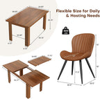 Miereirl 9-Piece Farmhouse Extendable Dining Table Set with 8 Chairs, Adjustable Length Rectangular Dining Room Furniture, Space-Saving Expandable Kitchen Dining Set (Walnut Table+8 Brown Chairs)