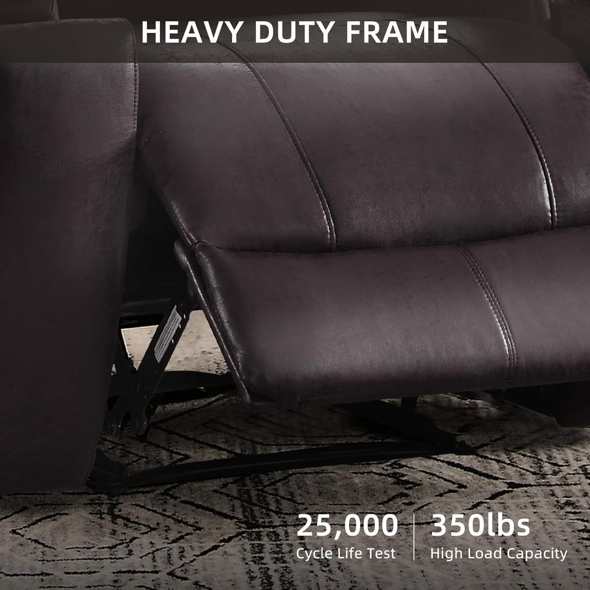 IOMOR Leather Recliner Chair, Manual Recliner Chair for Adults with Overstuffed Arms and Back, Single Sofa Recliner with Cup Holders for Living Room (1, Dark Brown)