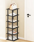 6-Tier Free Standing Shoe Racks, Bamboo Wood Shoe Rack for Entryway & Closet, Beautiful | Natural | Functional | Sturdy Shoe Rack Small Shoe Shelf for Small Spaces and Narrow Spaces Black