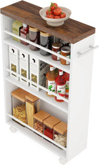 Tribesigns Slim Storage Cart, Rolling Narrow Kitchen Cart on Wheels for Small Place, 4-Tier Slide Out Slim Utility Cart Skinny Laundry Cart with Handle for Kitchen, Bathroom, Laundry