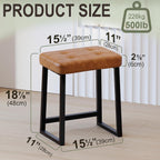 Vanity Bar Stool Chair, Makeup Stool Counter Height Stools,Small Ottoman Footrest for Living Room, Bathroom, Bedroom, Offices，Leather &Metal Legs with Anti-Slip Feet,Rustic Brown