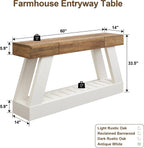OKD 60" Farmhouse Entryway Table with Drawer, Console Table Behind Sofa | Narrow Long Entryway for Hallway, Living Room, Hallway, Behind Couch(Antique White)