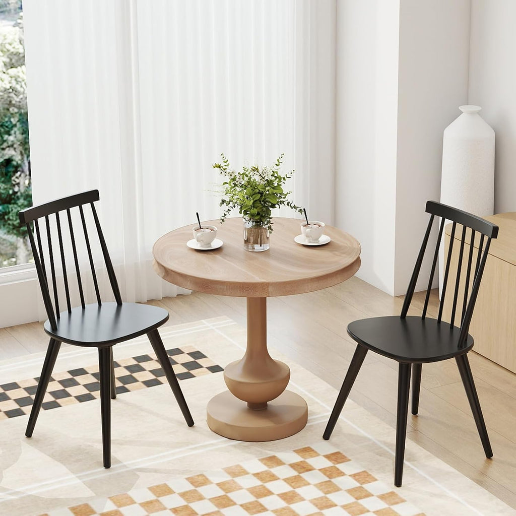 GOFLAME Windsor Dining Chairs Set of 2, Farmhouse Kitchen Chairs with Rubber Wood Frame, Slat Spindle Back, Armless Side Chairs for Dining Room, Living Room, Restaurant