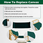 STAY GENT Director's Chair Canvas Replacement Kit for 18'' Directors Chairs(18" L x 15" W) - Replacement Canvas Durable Cotton Canvas Seat & Back Covers for Makeup, Outdoor Patio Stools, 1 Set Green