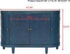 LKTART 47'' Buffet Sideboard Cabinet with Storage,Modern Curved Accent Accent Storage Cabinet Solid Wood Veneer for Living Room Kitchen Hallway(Blue)