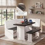 ENOR Solid Wood Breakfast Nook Table,Corner Dining Table Set for Dining Room