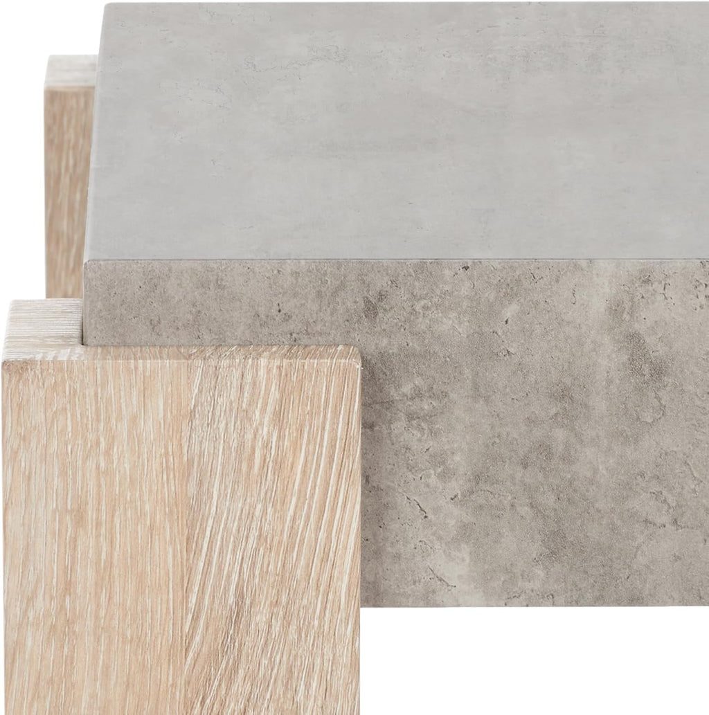 SAFAVIEH Home Collection Coromio Light Grey/Natural End Table for Living Room, Bedroom, Home Office, Foyer