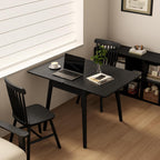 Solid Wood Small Dining Table, 23.6"L-47.2"L Expandable Kitchen Table for 2-6, Designed for Small Spaces, Easy Assembly, Suitable for Kitchen, Dining Room, Living Room, Apartment (Black)