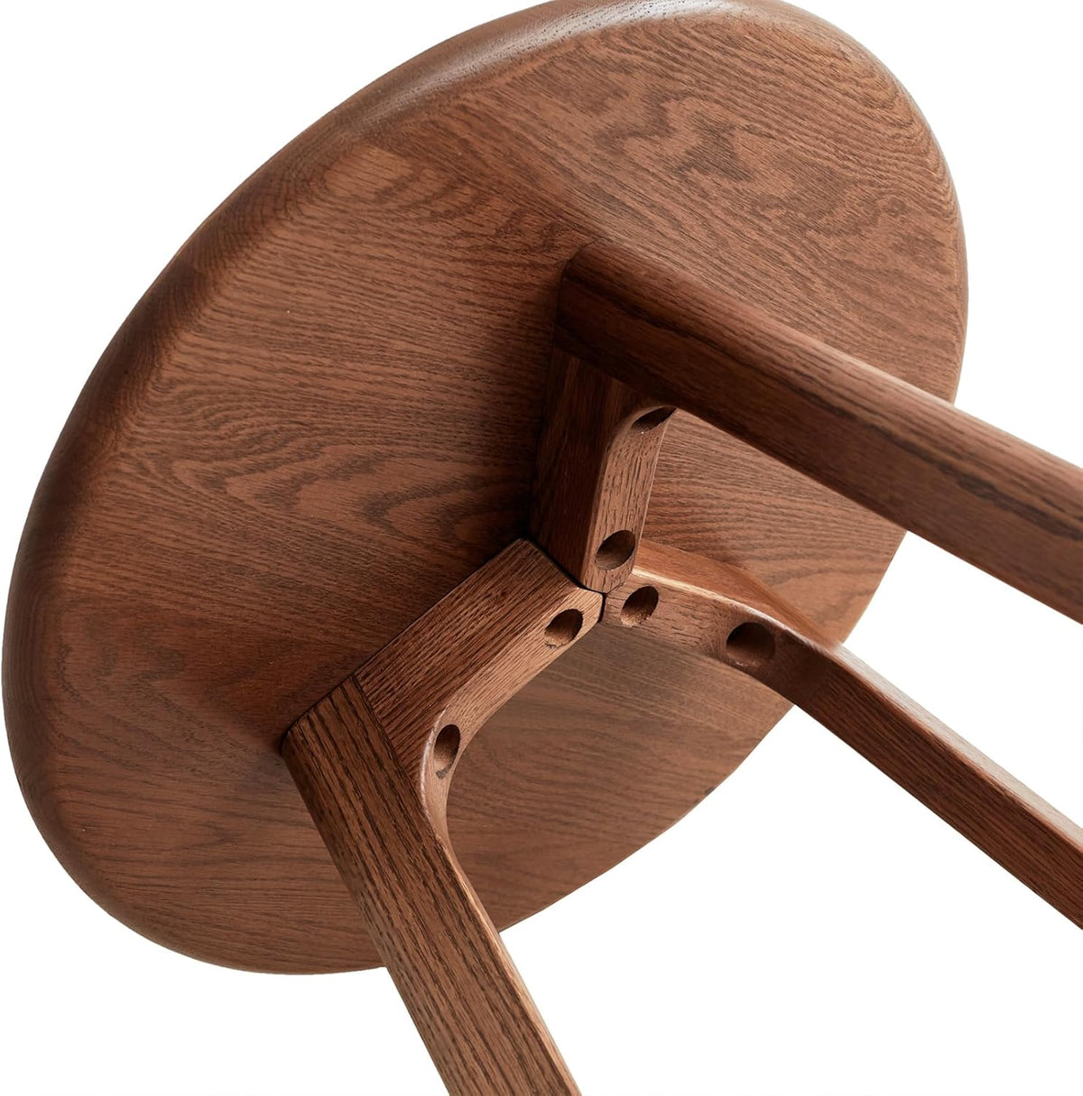 Walnut Small Round Side Table, Solid Oak Wood End Table with 3-Leg Design for Living Room, Bedroom & Office – Walnut Finish, Space-Saving Accent Table