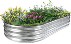 JERIA 6×3×1ft Oval Raised Garden Bed,Galvanized Raised Garden Bed Kit Outdoor Metal Gardening Planter Box for Vegetable, Fruits, Flower，Herbs