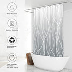 Punkray Ombre Grey Shower Curtain for Bathroom with Hooks, White Shower Curtain Set, Stripe Bath Curtains Decorative Shower Curtains Water Repellent Washable, 72 x 72