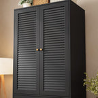GarveeHome 70" Wardrobe Armoire Wooden Closet with 3 Drawers, Black