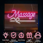 Massage Neon Sign For Wall Decor Led Light Up Sign Massage Parlors Foot Baths Beer Business Signage Spa Salon Beauty Room Wellness Center Room Decor Aesthetic Led Art Hanging Decorative
