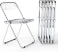 Real Relax Acrylic Folding Chairs,Foldable & Stackable Clear Chairs with Metal Chrome Frame, Indoor and Outdoor, for Home, Office, Party & Events,Set of 6,350LB,Transparent