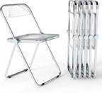 Real Relax Acrylic Folding Chairs,Foldable & Stackable Clear Chairs with Metal Chrome Frame, Indoor and Outdoor, for Home, Office, Party & Events,Set of 6,350LB,Transparent