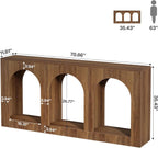 Tribesigns 70.9" Console Table with Storage, Wood Entryway Entry Table with 3 Arched Shelves for Foyer, Hallway, Living Room, Behind Couch Sofa, Narrow Long, Brown