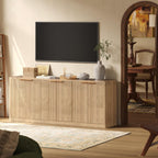 67 Inch Fluted Oak Buffet Cabinet Sideboard with 6 Doors, Large Wood Credenza Storage Cabinet, Mid Century Modern Sideboard for Kitchen and Living Room, 67"×31.5"×15.7"