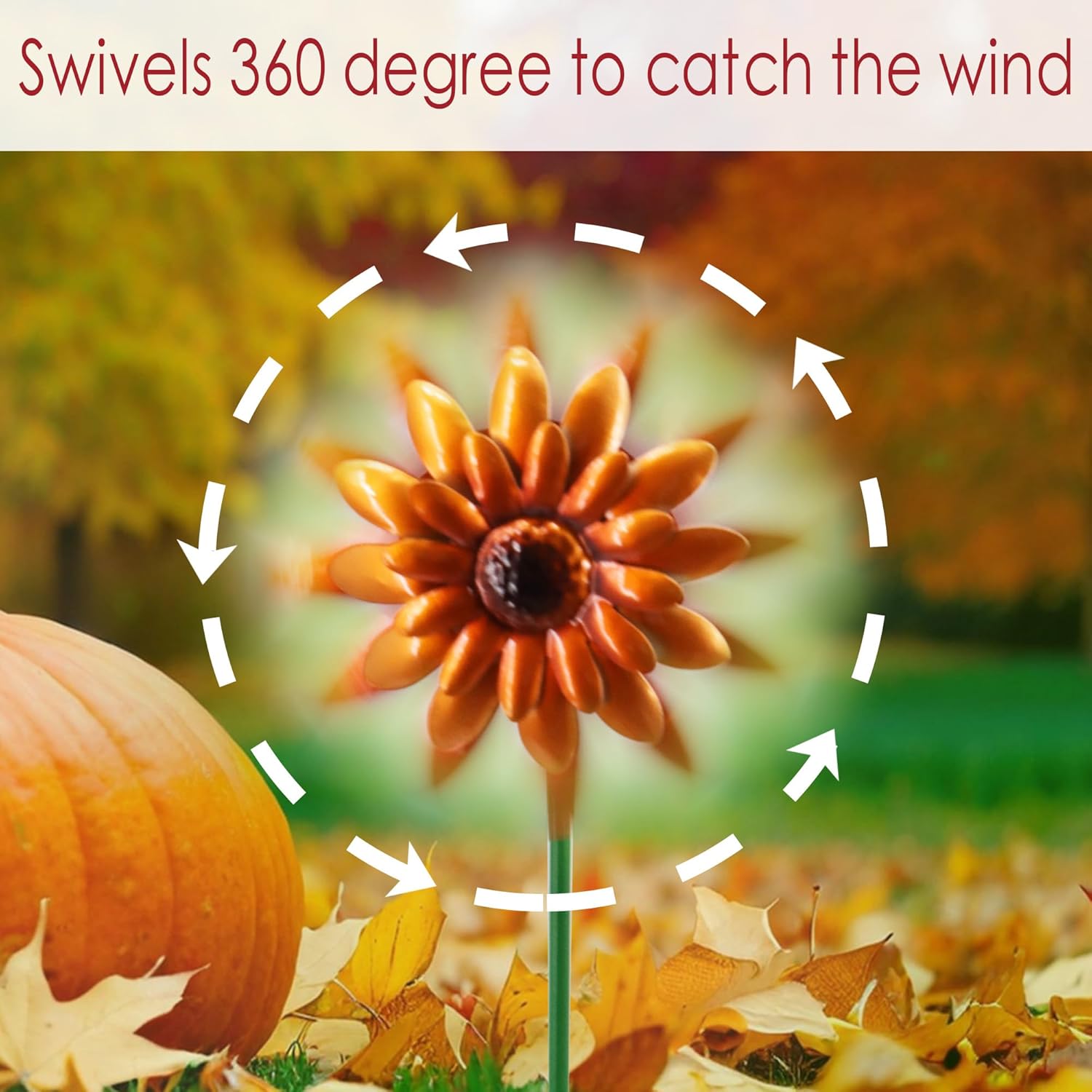 5 Pack Fall Metal Yard Stakes Decor, Autumn Yard Stakes Wind Spinners Outdoor Clearance, Fall Garden Stake Decorative, Wind Spinner Stake Outside Garden Lawn Ornaments, Harvest Festival Gift