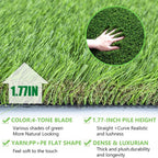Petgrow Luxurious Artificial Grass Realistic Turf 12 X 45 Feet,1.57 Inch Pile Height Ultrathick Indoor/Outdoor Dog Fake Faux Grass,Synthetic Grass Rug Garden Landscape Patio,Drainage Holes