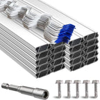 Greenhouse Spring Wire & Lock Channel 6.6 ft - PVC Coated Spring Wire & Aluminum U-Channel Bundle, Farmer Greenhouse Poly Film or Shade Cloth Attachment, 100 Mounting Screws Included [20 Pack]