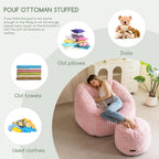 HIGOGOGO Pouf Stuffed Ottoman Round Modern Foam Filled Foot Rest Chair Decorative Poufs 26 x 18 Inches Fluffy Boho Comfy Stool for Living Room, Pink