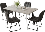46.5" Modern Grey Dining Table Set for Small Spaces, 5-Piece Set with Rectangular Table & 4 Padded Leather Chairs, Compact, Sturdy & Easy to Assemble (Table + 4 Black Dining Chairs, 46.5")