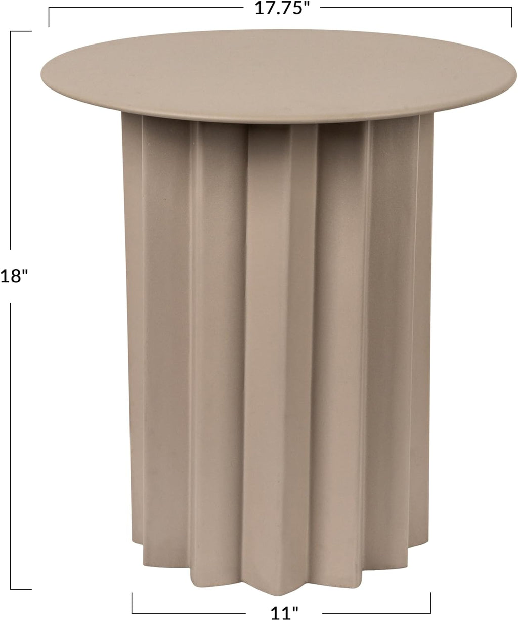Creative Co-Op Pleated Metal Side Table, Beige