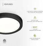ASD LED 5" Round Flush Mount Ceiling Light Fixture, Low Profile Surface Lighting | 5CCT, Dimmable, Ultra-Thin, ETL Listed | 10W 700LM 2700-6000K 120V | Kitchen, Bedroom, Hallway Lamp | Black, 6 Pack