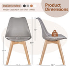 VECELO Dining Chairs Set of 4, Mid-Century Modern Kitchen & Dining Room Chairs, PU Leather Upholstered Seat, Solid Wood Legs, Armless, Non-Slip Feet, Grey