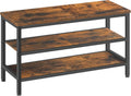 YATINEY Wooden Shoe Bench, 3-Tier Industrial Shoe Storage Bench, Sturdy Shoe Rack Bench with Storage for Entryway, Living Room, Halley, Space Saving, Rustic Brown and Black HX06BR